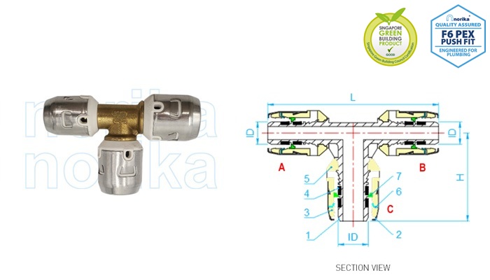 PEX Push-Fit Reducing Tee (Type F6)